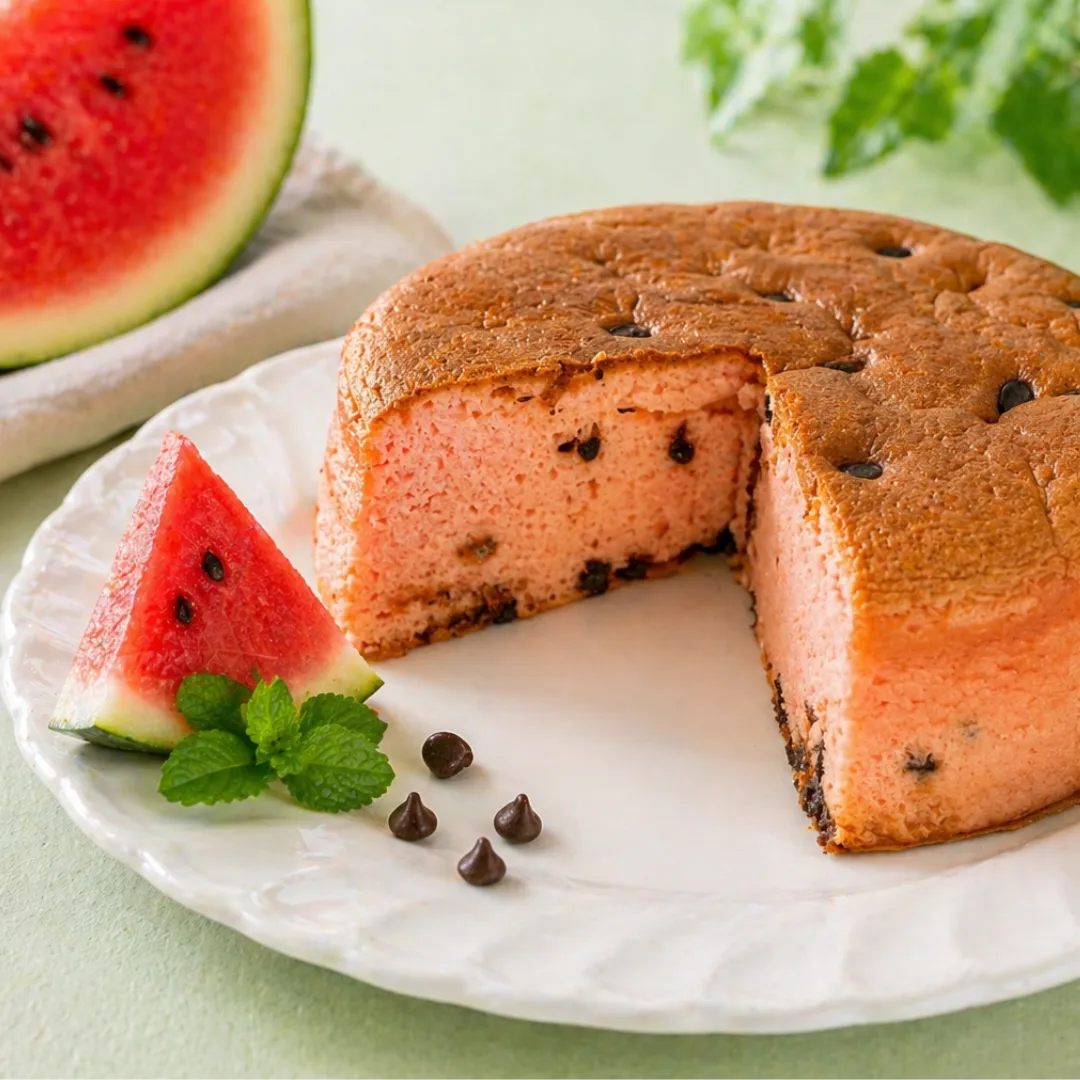 熊本県産スイカを使用したふわしゅわ食感のスフレチーズケーキ